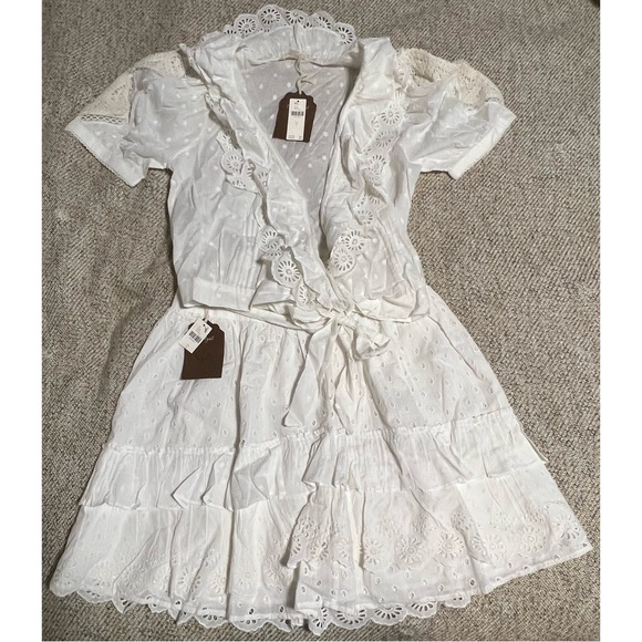 Anthropologie Lacey Ruffled Mini Skirt and Wrap Blouse Set of Two - NWT L, M - Picture 9 of 12